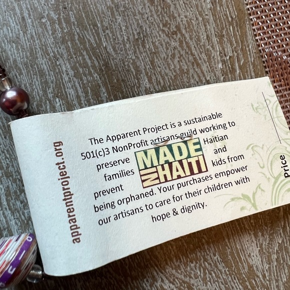 Handmade Haitian Paper Bead Necklace, NWT, The Apparent Project - Picture 3 of 5